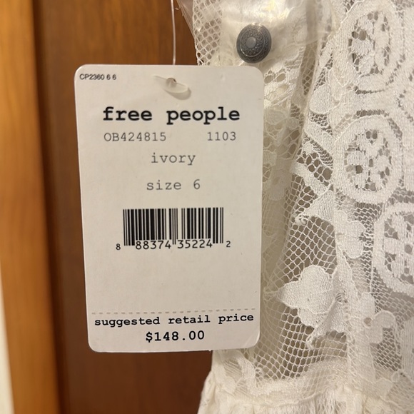 Free People NWT Verushka Ivory Lace Mini Cocktail Dress Size 6 - Picture 9 of 9